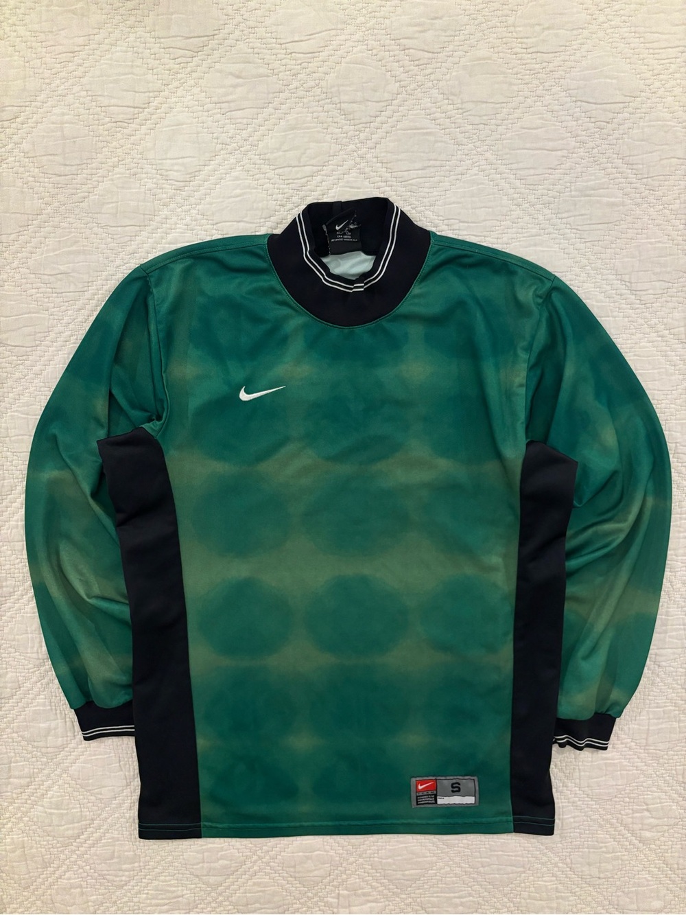 Vintage Nike Team Mens S Goalie Soccer Jersey Long Sleeve Green Made In USA Y2K
